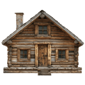 Log Cabin front view full length isolate on transparency background png