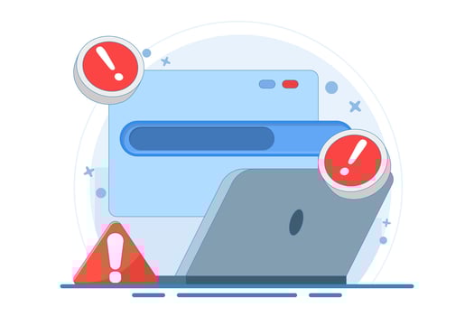 Concept of failed process. unsuccessful and error. failed installation and update process of a program or system. cross with loading bar. vector