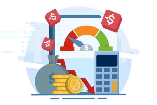 Concept of Financial crisis, Economic recession, Market crash, Bankruptcy, Corporate failure, Debt, Loss of money income, Financial growth and economic downturn, Financial failure. vector