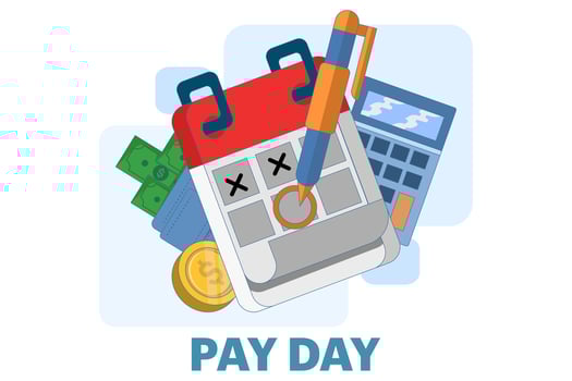 concept of pay date, payday, salary payment, budget or investment payment agenda, deadline, financial bill calendar, annuity monthly bill subscription. vector