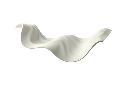 Abstract white fabric floating in mid-air, showcasing smooth, wavy texture and dynamic movement against a transparent background. png