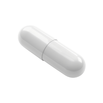 Close-up image of a single white capsule pill on a plain background, ideal for pharmaceutical and health-related themes. png