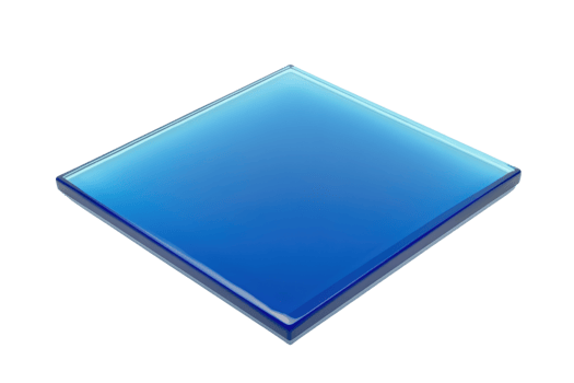 Isolated image of a square, glossy blue tile on a transparent background. perfect for architectural design, decoration, and construction purposes. png