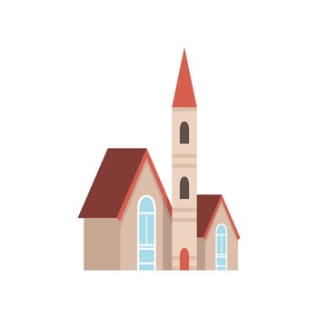 Christian church building, design element of urban or rural landscape Illustration vector