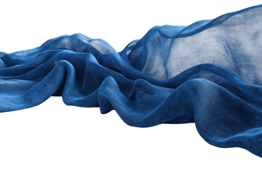 Abstract wavy blue silk fabric background. Smooth flowing textile texture in shades of blue, perfect for elegant and luxurious designs. png