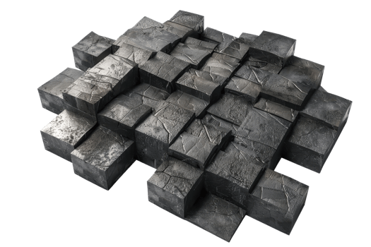 Abstract 3D black stone blocks arrangement creating a modern geometric pattern, perfect for backgrounds or architectural concepts. png