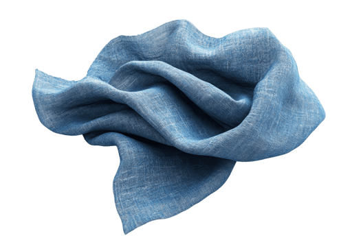 Blue fabric cloth isolated on transparent background. Elegant, smooth texture, suitable for design and fashion elements. High-quality textile photo. png