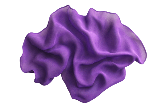 A crumpled piece of purple fabric isolated on a transparent background. showcasing texture and vibrant color, suitable for design and art projects. png