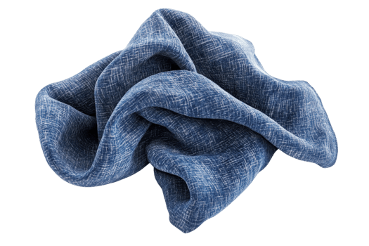 Close-up of crumpled blue denim fabric showcasing texture and pattern, perfect for fashion, textile, and background concepts. png