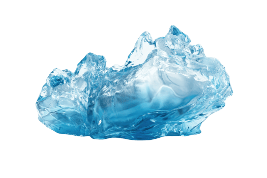 Crystal clear blue ice formation isolated on transparent background. perfect for natural and environmental-themed projects. png