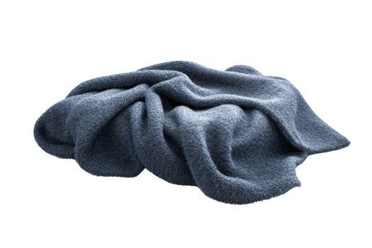 Cozy and soft blue blanket in a stylish crumpled position. Perfect for home decor, comfort, and warmth during cold seasons. png