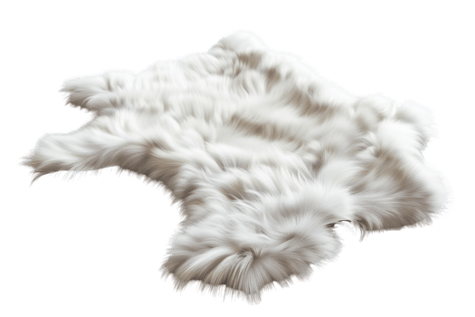 Luxurious white faux fur rug isolated on a transparent background. perfect for adding comfort and elegance to any space. png