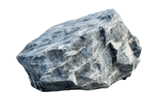 Large rugged grey stone isolated on a transparent background. showcasing its natural, rough texture and unique shape. png