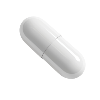 Close-up image of a single white capsule on a transparent background. Ideal for healthcare, medicine, and pharmaceutical concepts. png