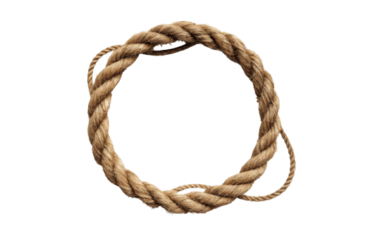Closeup of a coiled rope with a knot, isolated on transparent background. Ideal for nautical, maritime, or crafting themes. png
