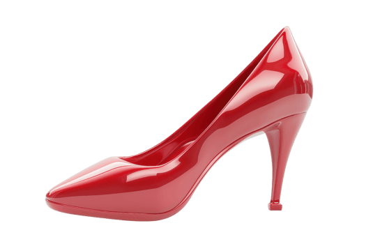 Elegant red high heel shoe with a glossy finish on a transparent background. perfect for fashion and footwear themed designs. png