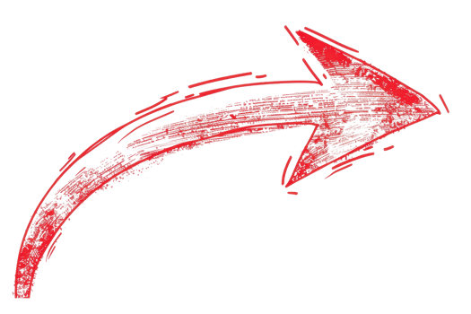 Red hand-drawn arrow pointing right on a transparent background, perfect for web or graphic design projects, presentations, and educational materials. png