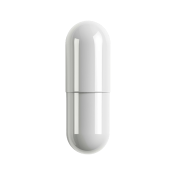 A high-quality image of a single white capsule pill, isolated on a transparent background. perfect for pharmaceutical and medical use. png