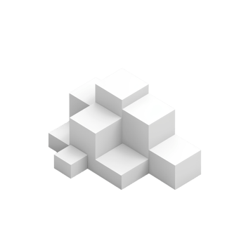 3D white geometric cube structure with various sizes isolated on a plain background, showcasing modern minimalistic design. png