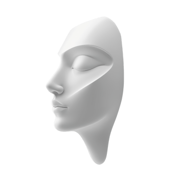 Abstract white sculpture of a serene face with a smooth and minimalist design, evoking a sense of calm and tranquility. png