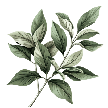 Close-up illustration of realistic green leaves with detailed textures and veins, perfect for natural and botanical design elements. png