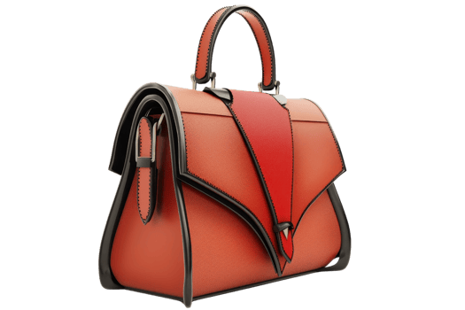 Elegant red leather handbag with unique design, suitable for stylish fashion enthusiasts and modern elegance lovers. png