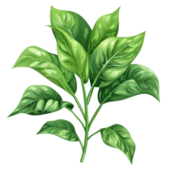 Detailed illustration of a lush green plant with healthy leaves. Perfect for nature, botany, and gardening themes. png