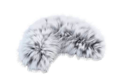 Soft, fluffy white and gray fur collar accessory isolated on transparent background. perfect for winter fashion or costume design. png