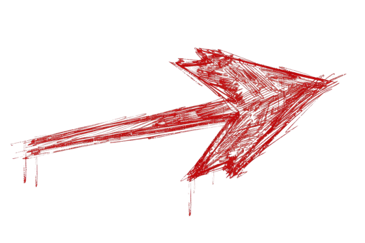 A hand-painted, red arrow pointing right on a transparent background. Great for icons, illustrations, and design elements. png