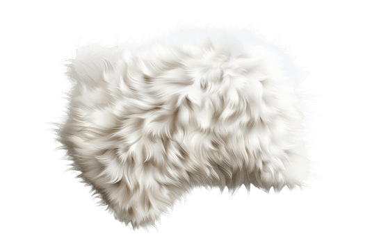 Soft, fluffy white pillow cushion with long, luxurious faux fur texture, perfect for cozy home decor and comfort. png