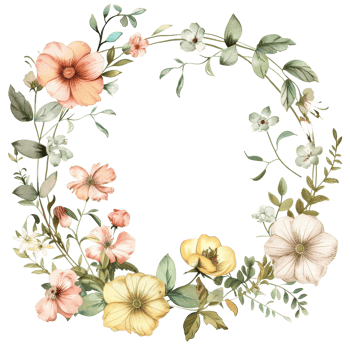 Beautiful floral wreath with pastel flowers and green foliage, perfect for invitations, wedding decor, and seasonal designs. png