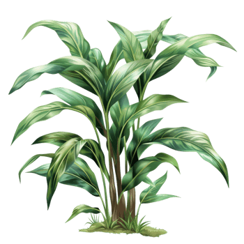 A vibrant green houseplant with broad, lush leaves, ideal for home or office decor, adding a touch of nature indoors. png