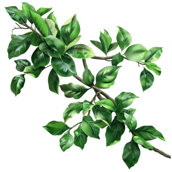 Vibrant green tree branch with lush leaves, isolated on transparent background. perfect for nature-themed designs and illustrations. png