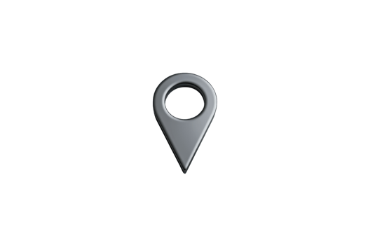 Black location pin icon on a transparent background, commonly used for marking locations, maps, and navigation in digital applications. png