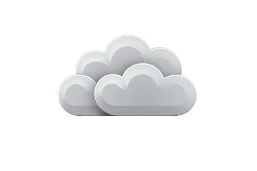 Illustration of a simple gray cloud on a transparent background, perfect for weather or software-related designs and visuals. png