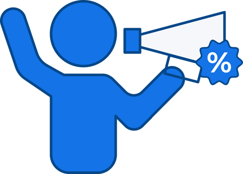 man with megaphone icon doing discount promotion and advertising or announcement png