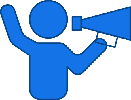 people icon holding megaphone doing promotion and advertising or announcement png