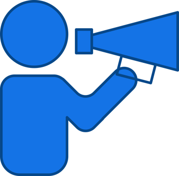 people icon holding megaphone doing discount promotion and advertising or announcement png