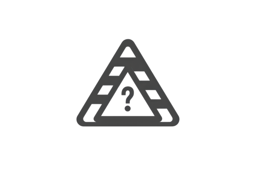 A triangular warning sign with a question mark in the center, symbolizing caution or uncertainty. Ideal for safety, alert, or caution-themed designs. png
