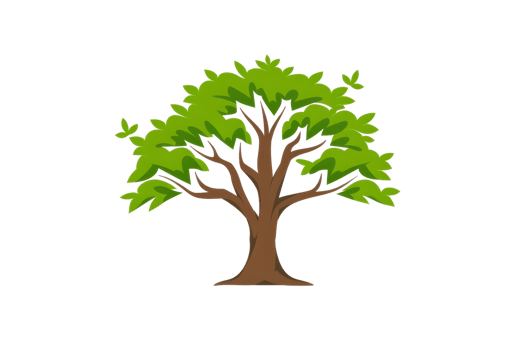 Illustration of a vibrant green tree with lush leaves and a sturdy trunk, perfect for nature and environmental themes. png