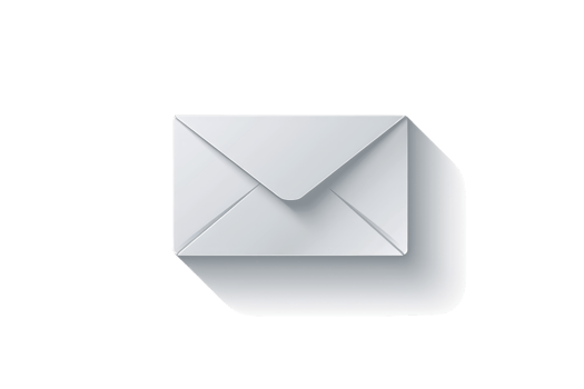 A clean white envelope against a plain background, casting a shadow. Perfect for communication, correspondence, or mailing themes. png