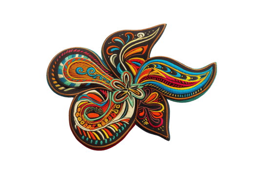 Beautiful intricate colorful mandala-style flower design with vibrant patterns and swirls on a transparent background. png