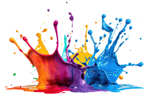 Vibrant splashes of colorful paint creating a dynamic and artistic visual effect. Perfect for creative and artistic projects, ads, and designs. png