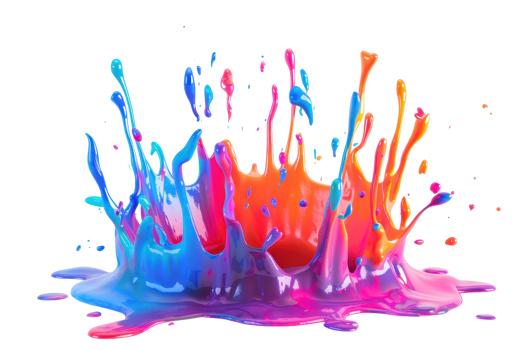 Colorful splash of paint captured with a high-speed camera, creating a vibrant and dynamic abstract art piece. png