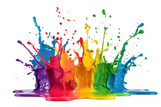 Vibrant splashes of colorful paint create a stunning rainbow explosion, perfect for artistic backgrounds and creative projects. png