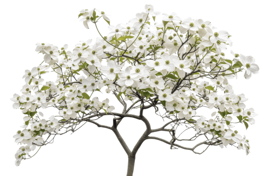 Beautiful Dogwood tree with abundant white flowers in full bloom, perfect for spring and nature themed projects. png