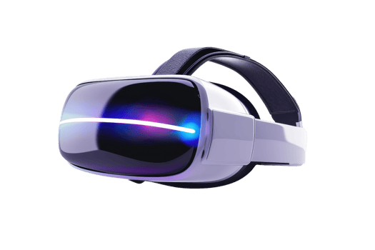 Virtual reality headset isolated on transparent background. Modern VR device for immersive gaming and simulations. Futuristic gadget technology. png