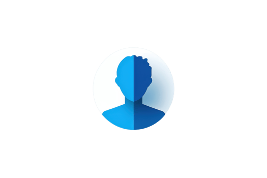 Abstract silhouette avatar profile icon in blue shades, representing a generic person or individual for social media or user account. png