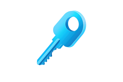 Digital illustration of a blue key icon on a transparent background, symbolizing access, security, and unlocking potential. png
