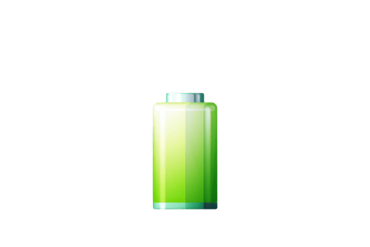 High-quality image of a fully charged green battery icon, symbolizing energy efficiency and full power, isolated on a transparent background. png